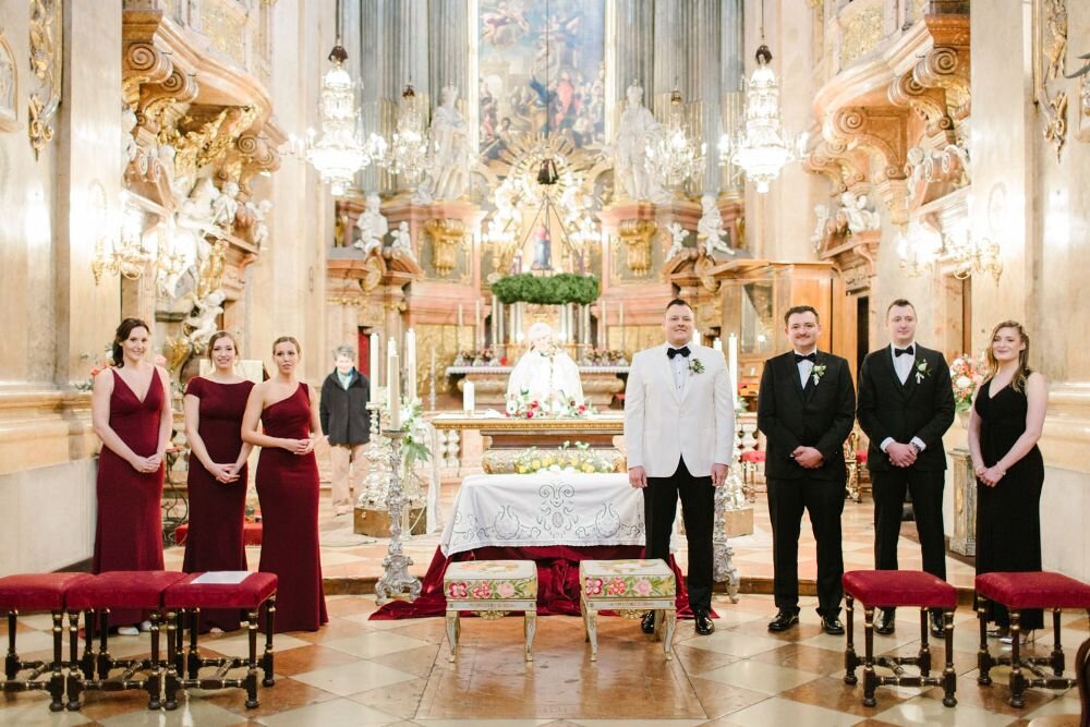 Vienna Christmas wedding ceremony at Peterskirche St. Peter's Church